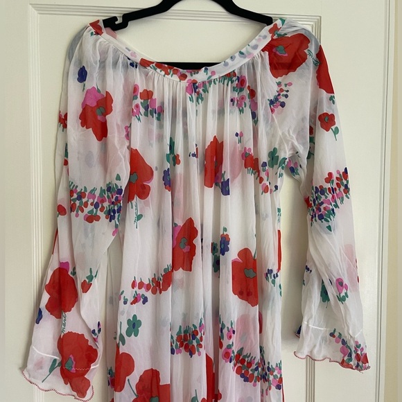 Vintage 70s Sheer Floral Maxi Nightgown - Picture 1 of 8